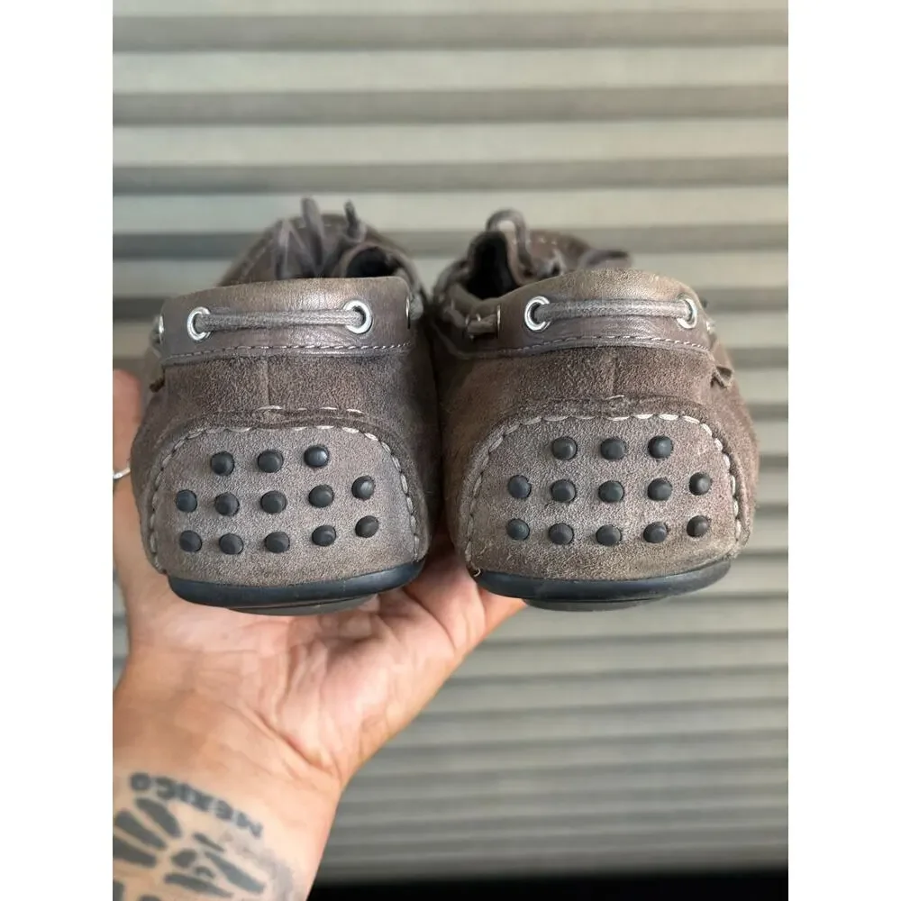 Cole Haan Suede Driving Moccasins Gray Faux Fur Lined Women’s 9.5B